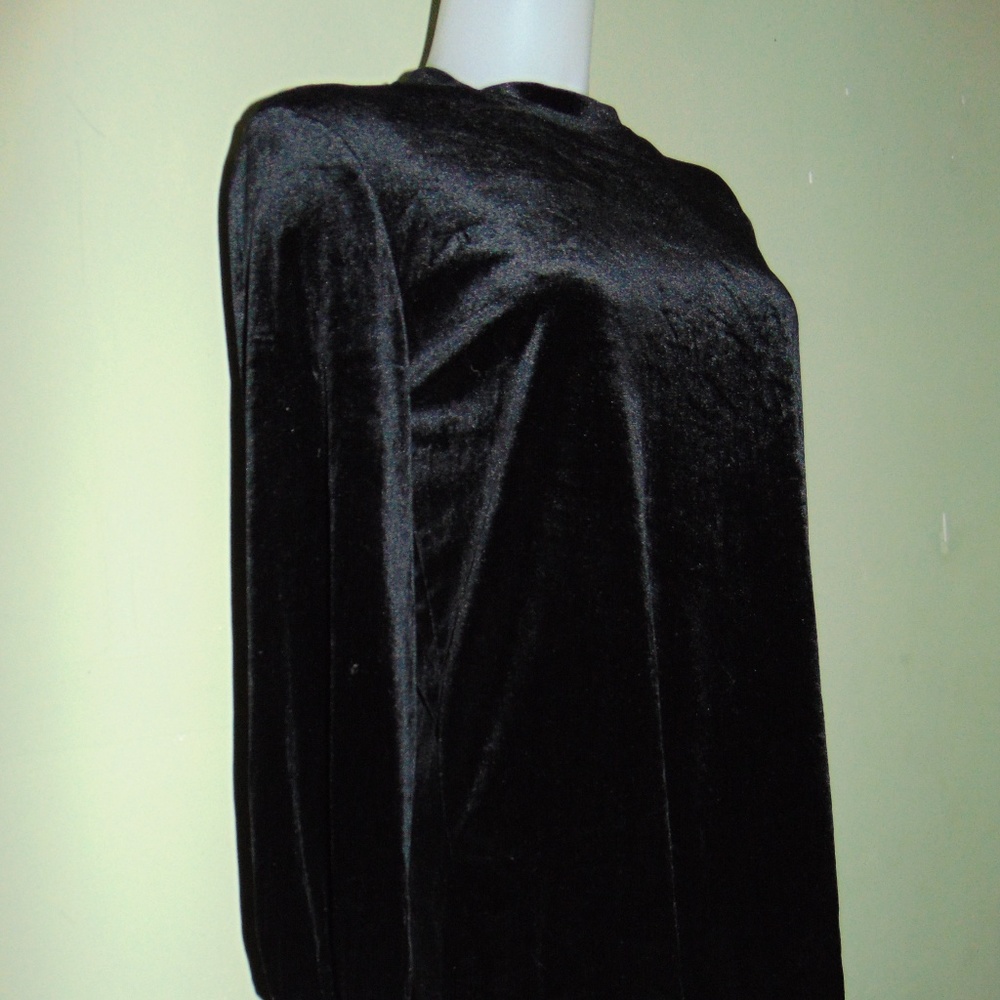 Black Zara Velour Long Sleeve Dress (8) - Picture 4 of 8